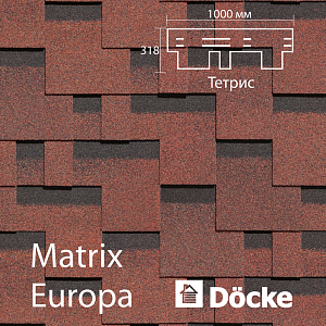 Купить Гибкая черепица Docke PIE EUROPA MATRIX 3м2/уп Красный (Снято с производства) в Южно-Сахалинске
