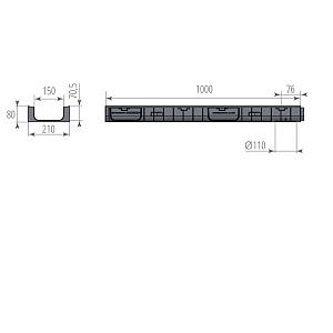 Купить Канал пластиковый DN150 H80 Aquastok Norma 1000х210х80мм 11508 в Иркутске