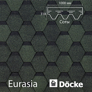 Купить Гибкая черепица Docke PIE EURASIA Шестигранник 3м2/уп Зеленый в Южно-Сахалинске