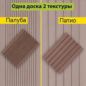 Купить Террасная доска Terrapol КЛАССИК пустотелая с пазом (Палуба/Патио) 3000х147х24мм  0.441м2 Орех Милано 1281 в Иркутске