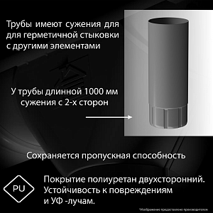 Купить Docke STAL PREMIUM Труба водосточная D90 1000 мм  Графит (RAL 7024) в Иркутске